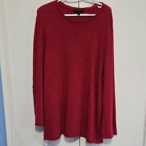Lane Bryant Magenta Knit Sweater with‎ Criss Cross Openings on Sleeves